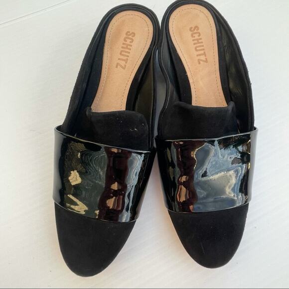 Schutz Eunice mule flat slide clog metallic heel - Picture 14 of 14